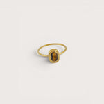 Pierścionek Ambra — tiger's eye, stal nierdzewna pozłacana