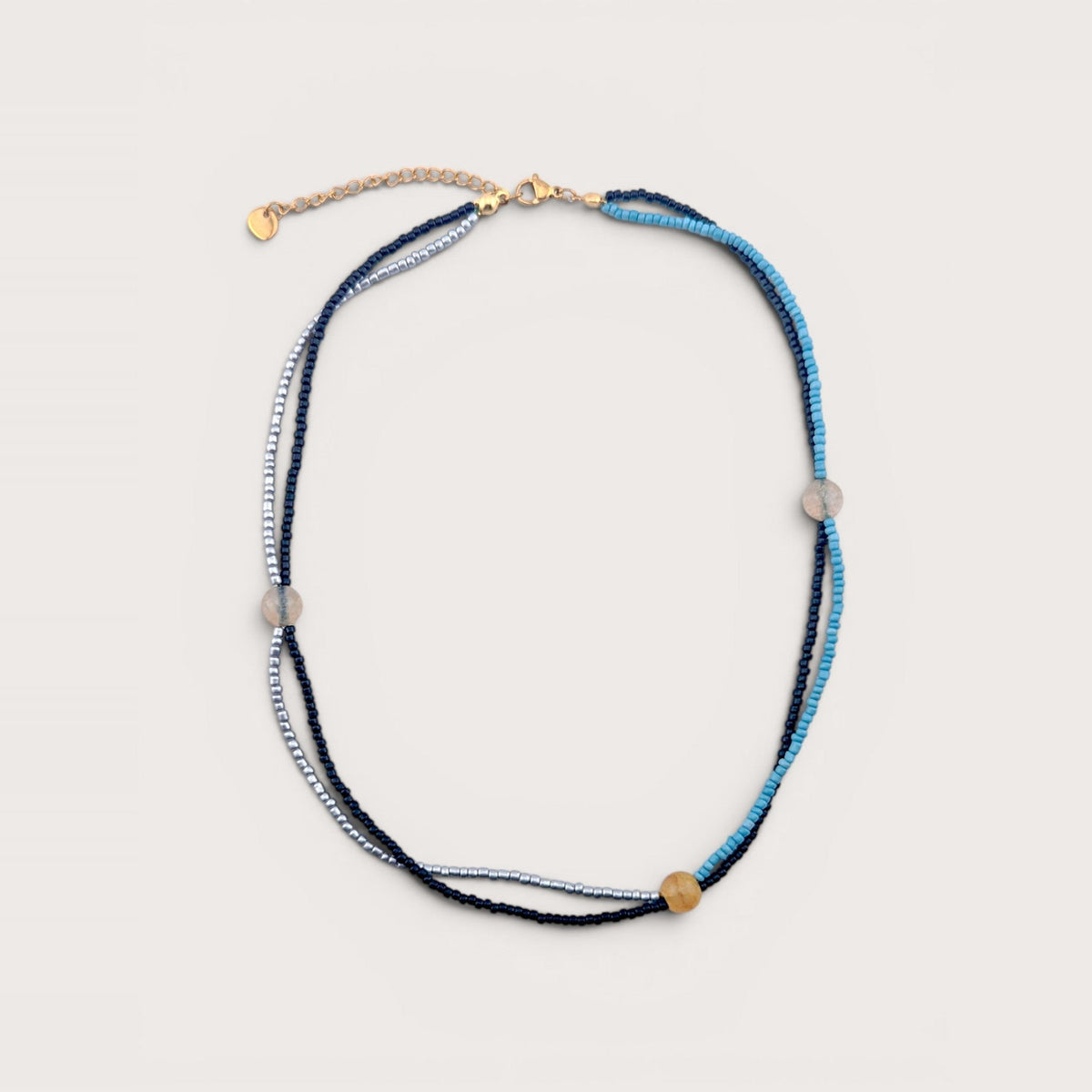 Naszyjnik Blue Note — cytryn, szklane koraliki
