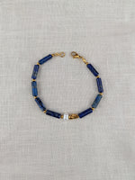 Bransoletka Ink & Pearl na lnianej tkaninie — lapis lazuli i perła