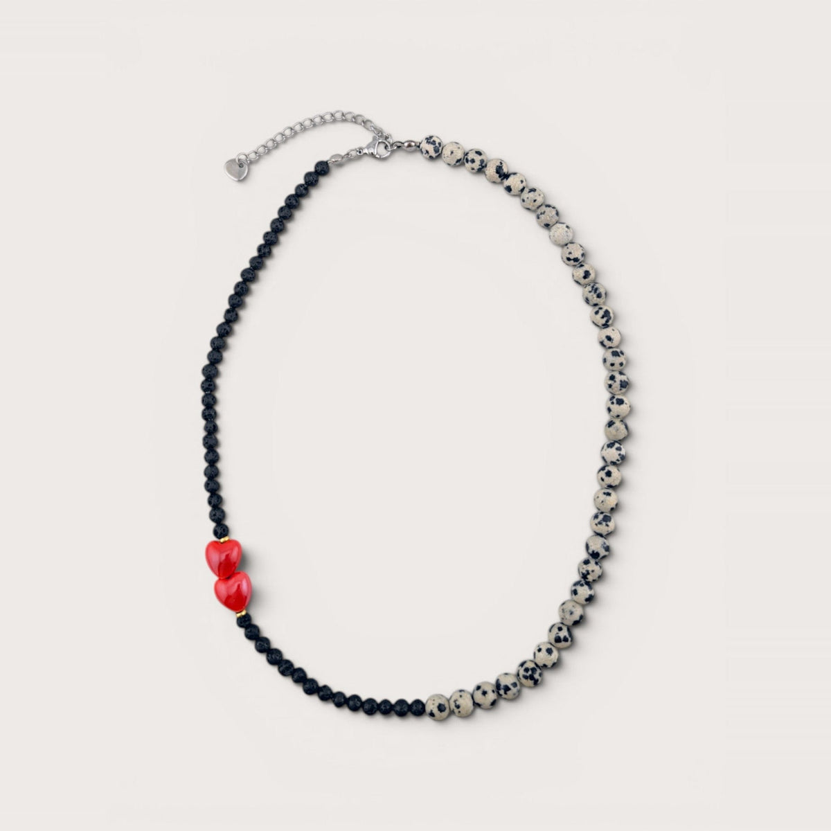 Naszyjnik Love Story — lava stone, jaspis dalmatyński, glina