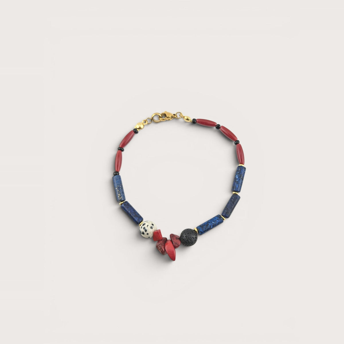 Bransoletka Mediterraneo — koral naturalny, lapis lazuli, lava stone